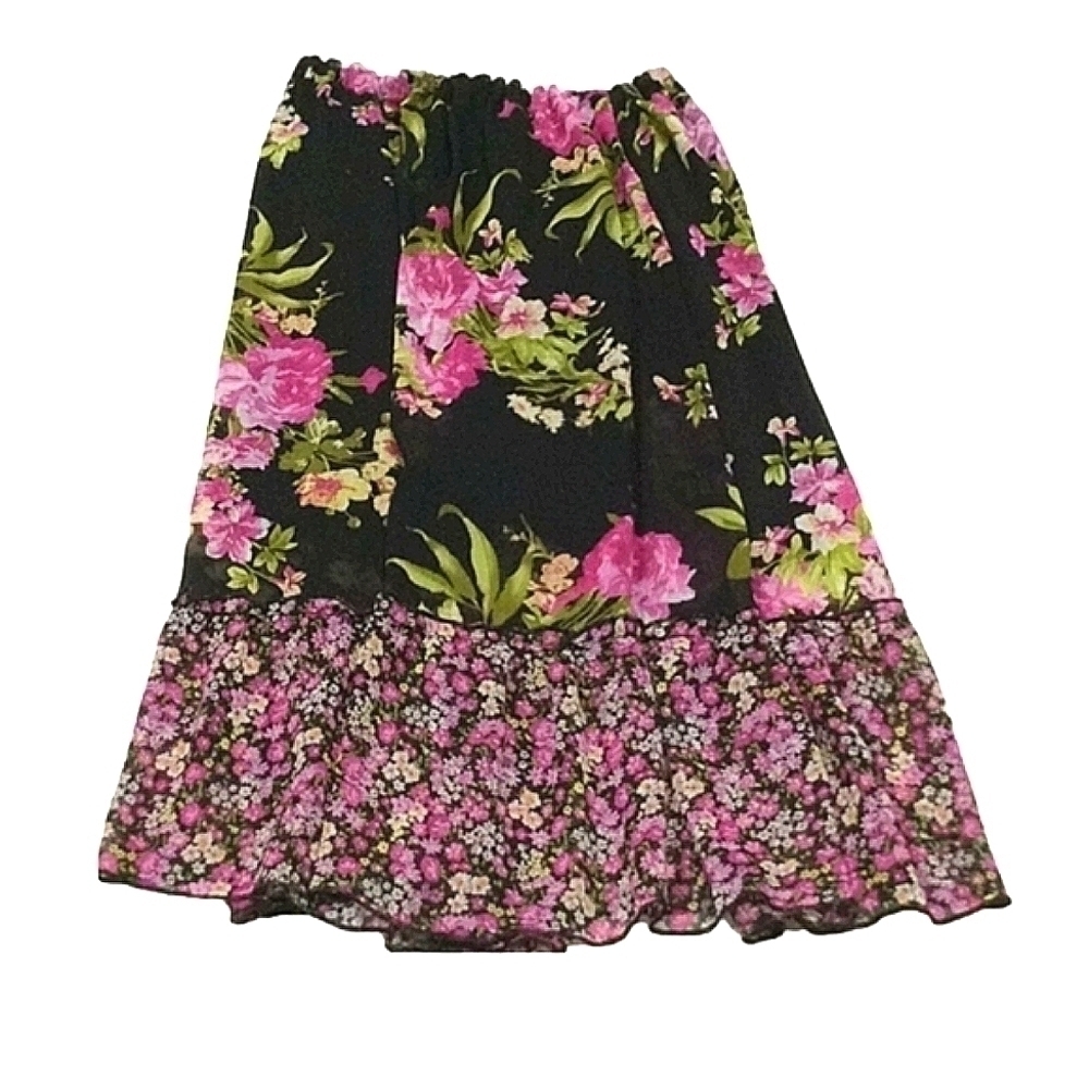 Verda Flowered Silk Skirt Size M/L